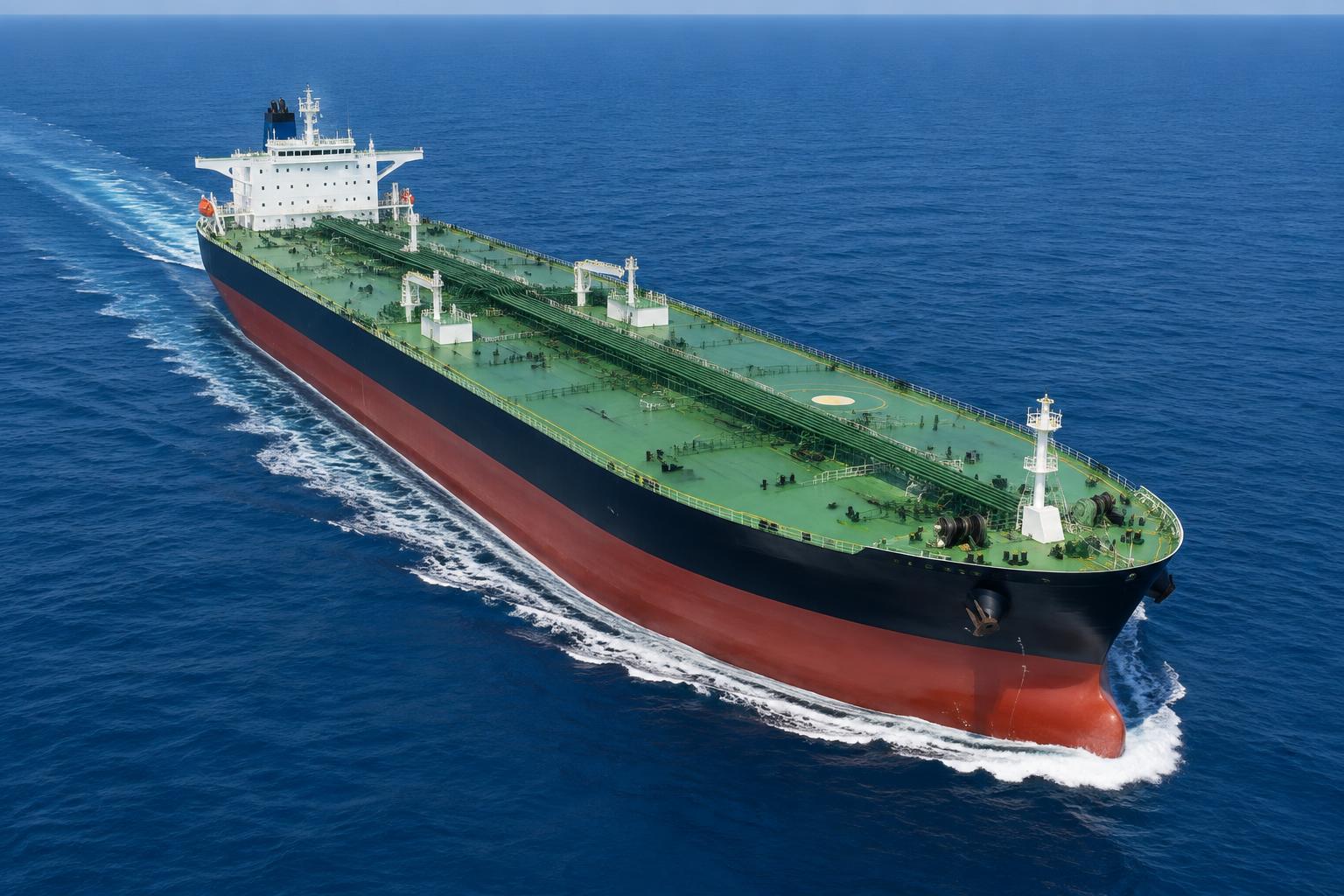 Crude oil tanker underway on open ocean